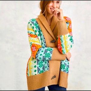 Anthropologie Carlotta Shawl Oversized Cardigan Fair
Isle Sweater Sz XS/S